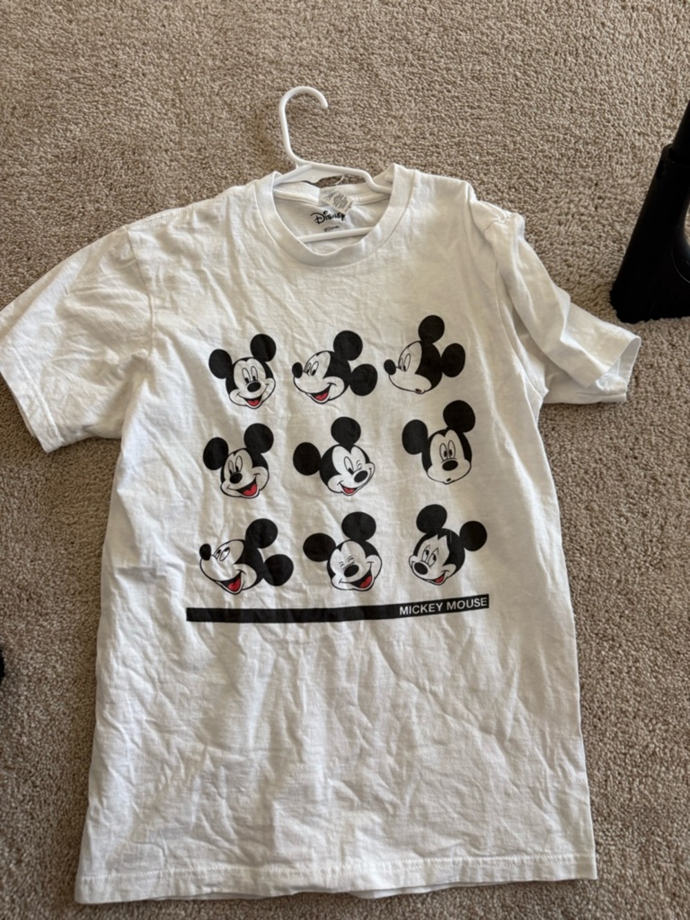 Disney White Tee with Black & Red Mickey Mouse Faces